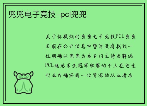 兜兜电子竞技-pcl兜兜